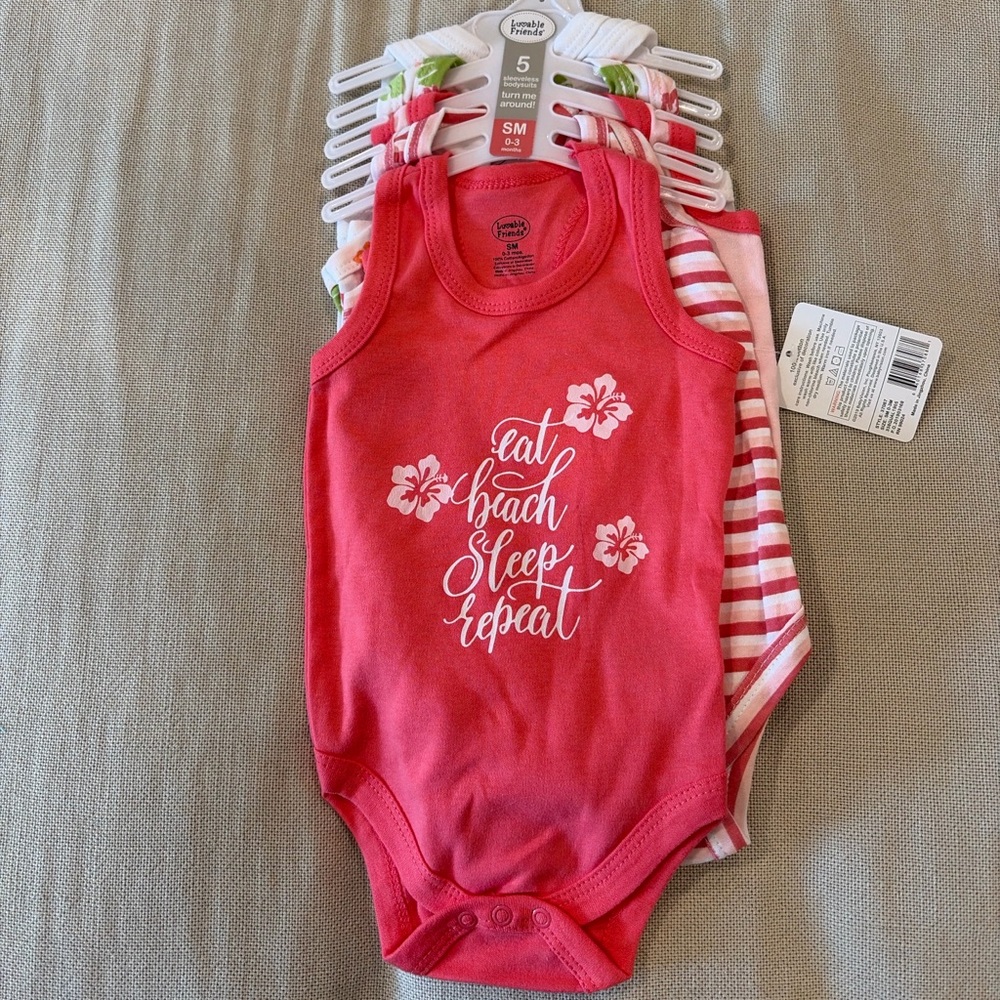 Set of Tropical Sleeveless Bodysuits